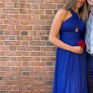 Blue Formal/Prom Gown Halter Neck